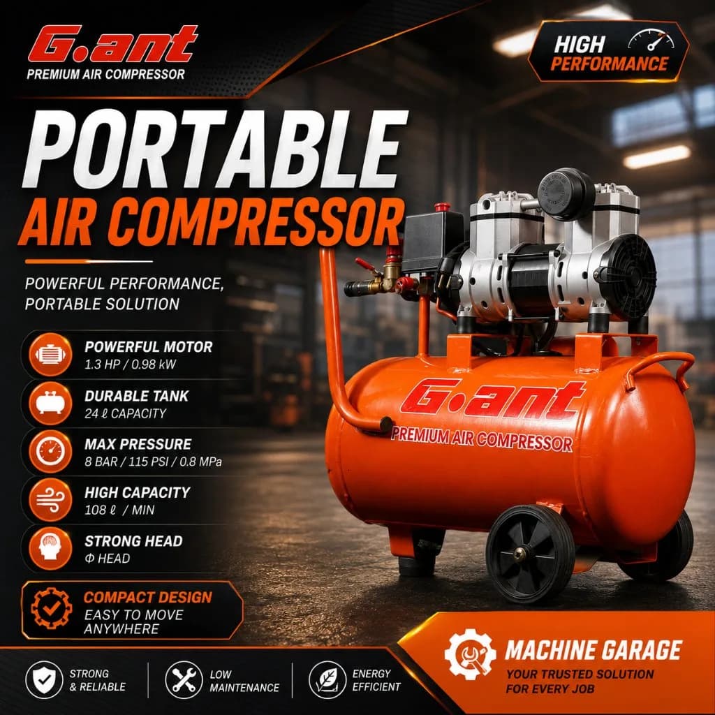 G.ANT JN980 Kompresor Angin 3/4 Oilless Silent 24 Liter Air Compressor Portable Tanpa Oli kompressor 3/4