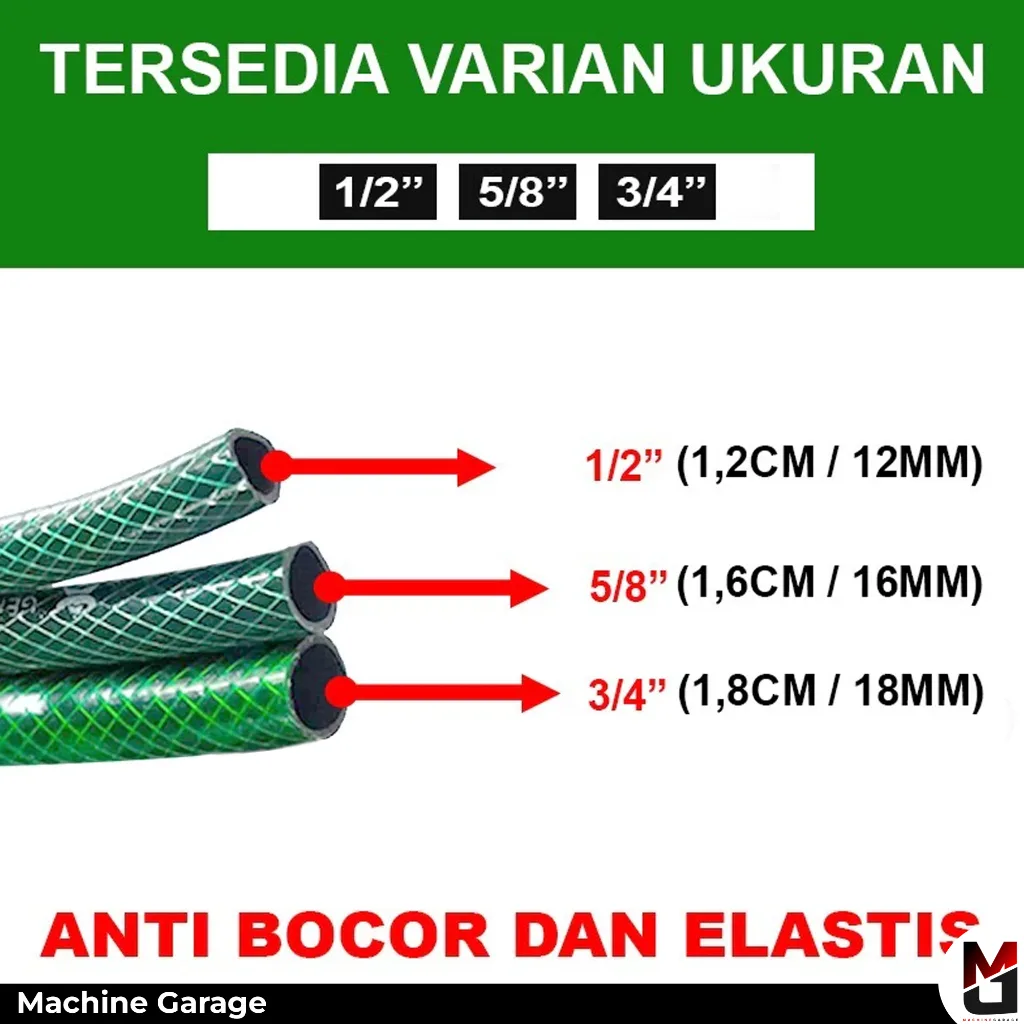 Selang Air hijau Permeter Selang Benang AntiSelang Air Serat Benang Hijau Anti Lumut Tebal 2mm Per 10 Meter 1/2 5/8 3/4 Inch - Cuci Motor Mobil Siram Tanaman Taman Kebun Lumut Selang Cuci Motor Mobil Siram Tanaman Selang Taman Selang