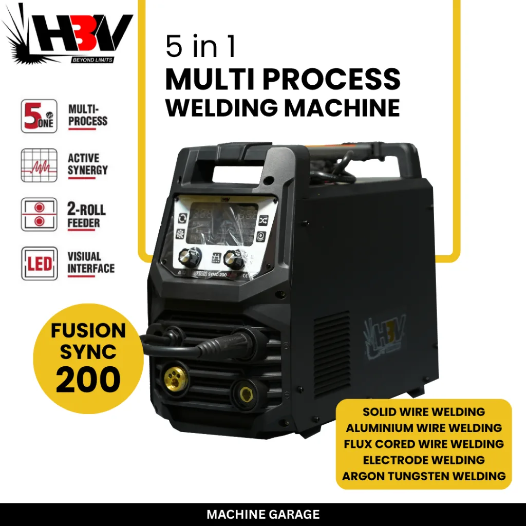 Mesin Las SYNMIG 200 HBV 5 Fungsi MIG MMA Las Listrik TIG 1 Fasa 220V Siklus Kerja 100% Ringan 12kg Bengkel Industri Pabrik